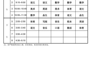 小学二年级课程表图片是什么样的？