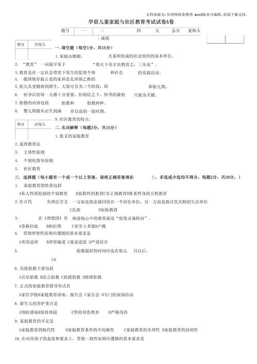 学前儿童家庭教育试题及答案怎么用？-第2张图片-指南针培训网