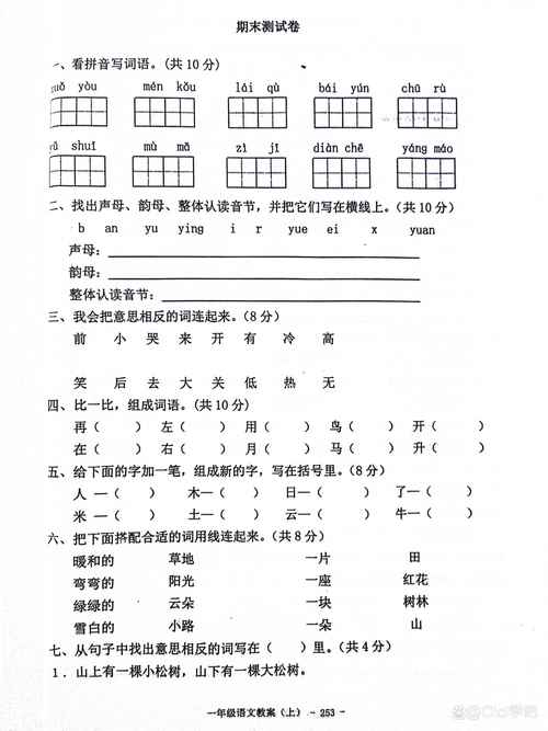 学前班升一年级语文试卷考什么？-第2张图片-指南针培训网