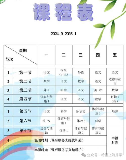 上海小学一年级课程表有何特别之处?-第1张图片-指南针培训网 上海小学一年级课程表有何特别之处?-第1张图片-指南针培训网