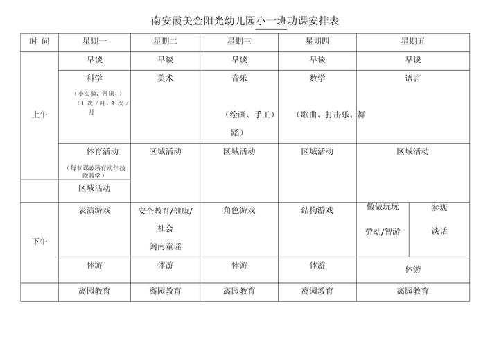 幼儿园大班课程表图片长啥样？-第3张图片-指南针培训网